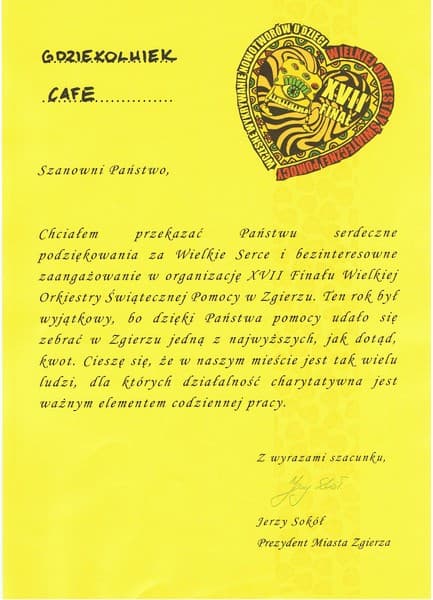 Dyplom i podziękowanie