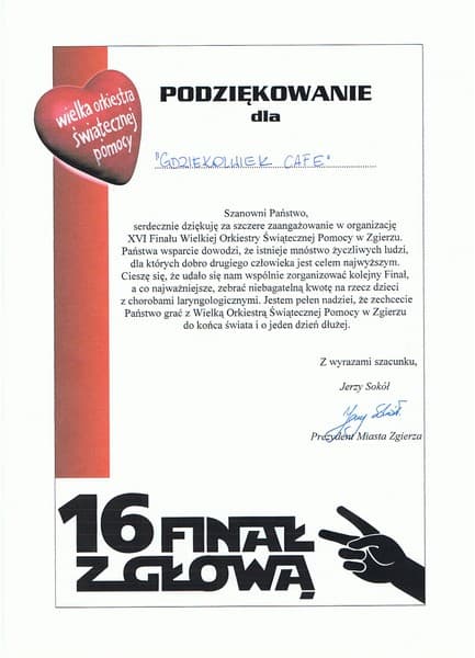 Dyplom i podziękowanie