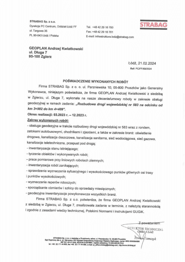 STRABAG Sp. z o.o. - referencja