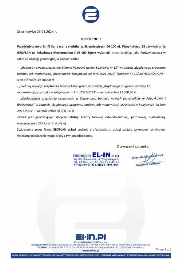 EL-IN Sp. z o.o. - referencja