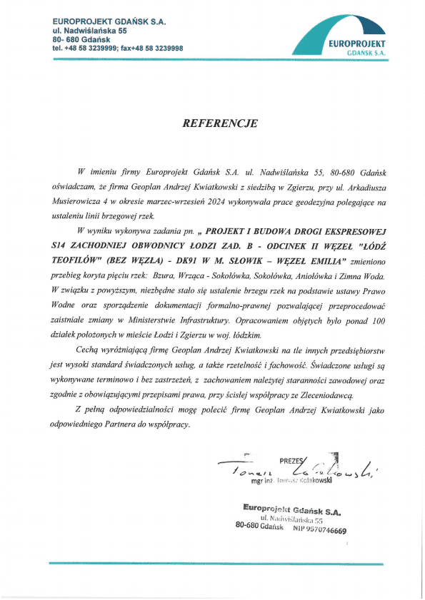 EUROPROJEKT Gdańsk S.A. - referencja