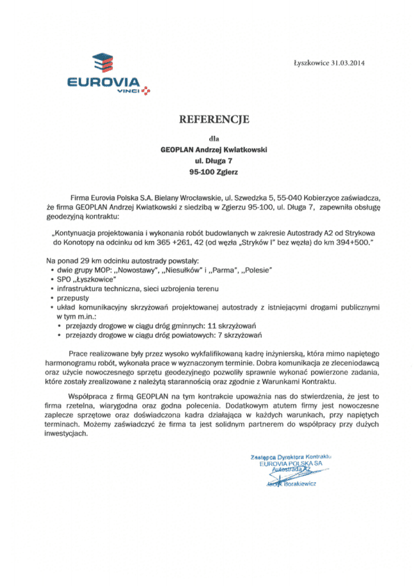 EUROVIA S.A. (VINCI) - referencja