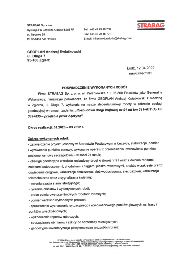 STRABAG Sp. z o.o. - referencja