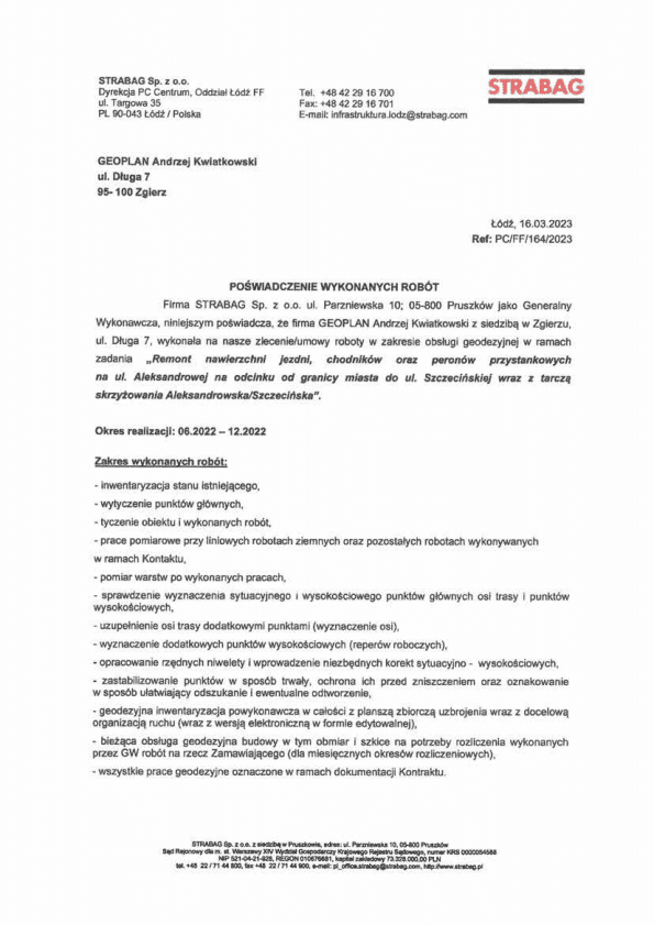 STRABAG Sp. z o.o. - referencja