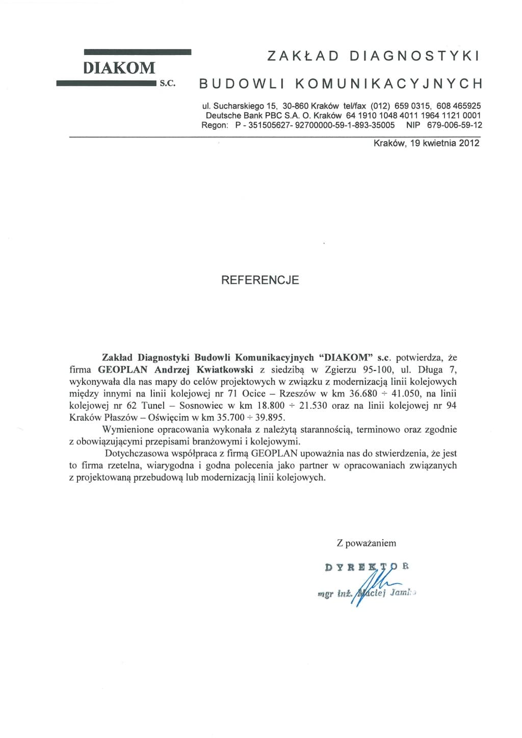 DIAKOM - referencja