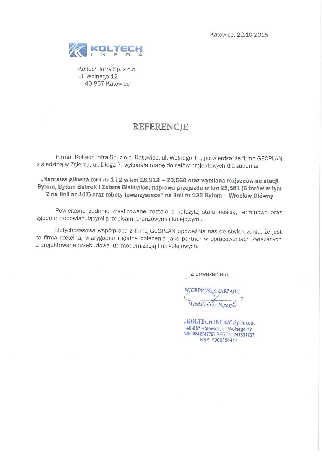 KOLTECH INFRA - referencja